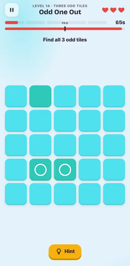 Odd One Out: find all three odd tiles